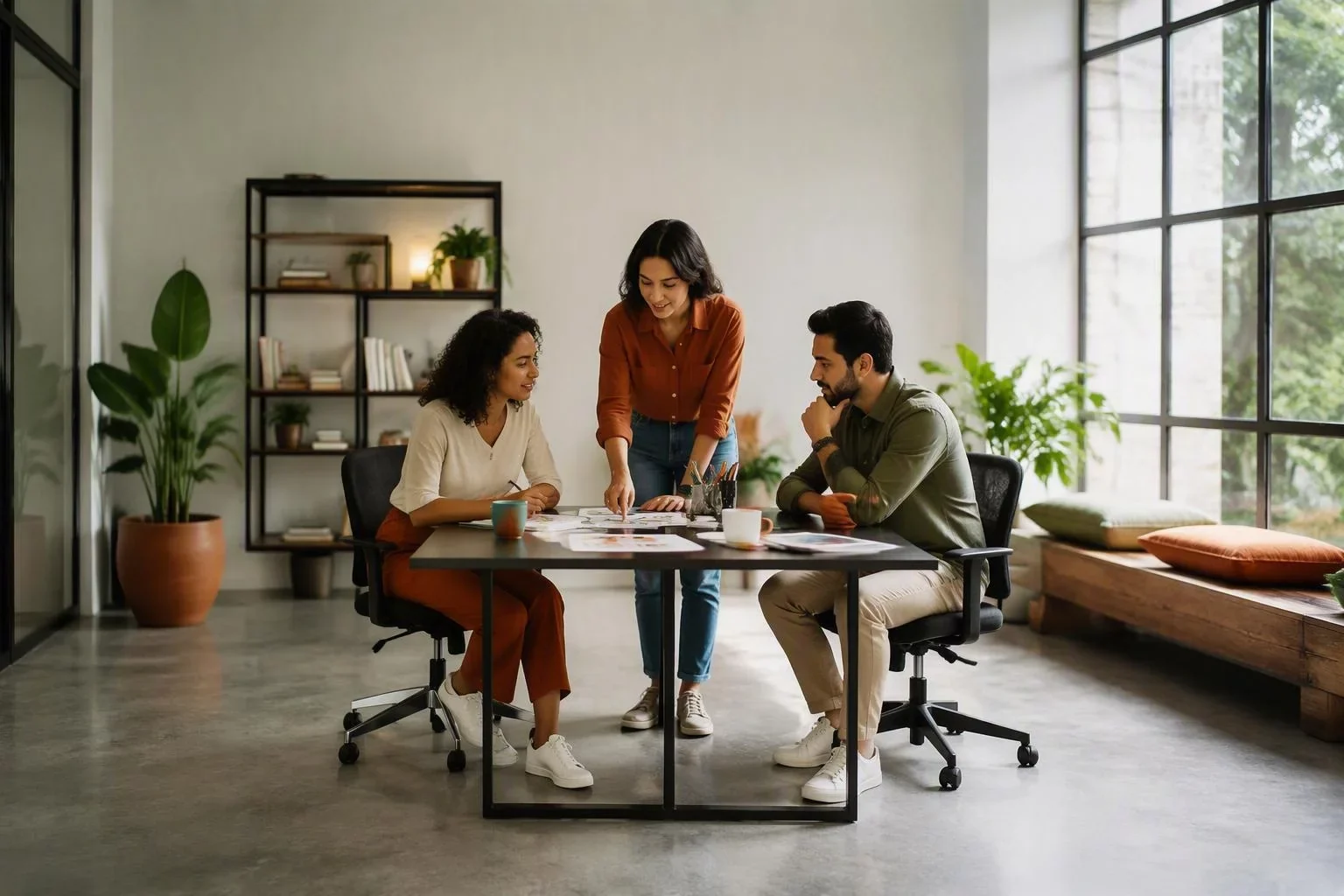 Equipe de marketing organiza o plano de uma campanha