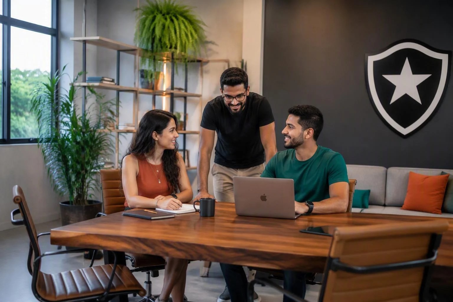 Time da Novarenta em reunião semanal no escritório do Botafogo